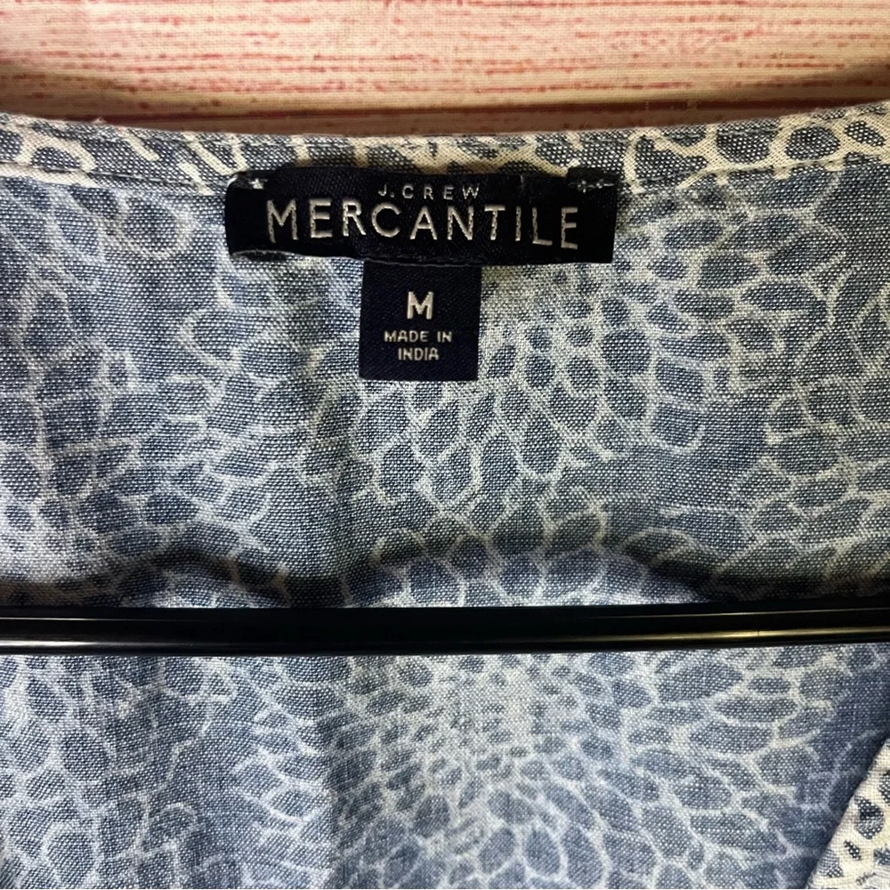 J. Crew‎ Mercantile Cotton Blue Faux Wrap Ruffle  Dress Size Medium